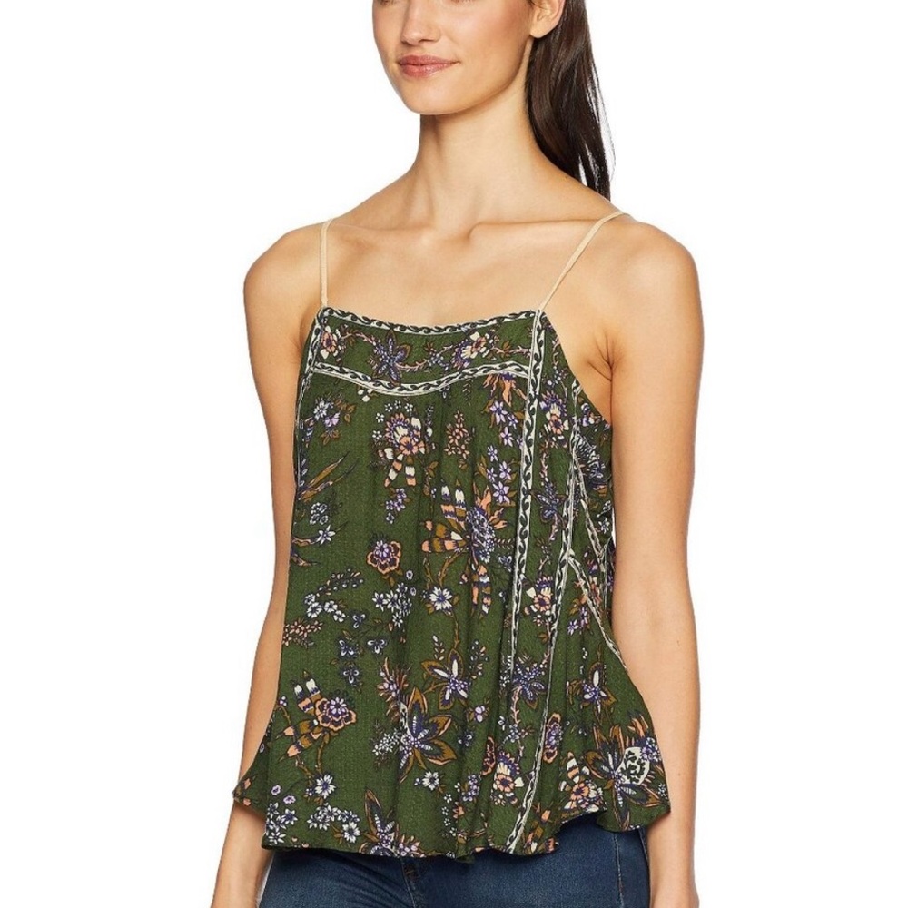 Free People Olive Floral Camisole